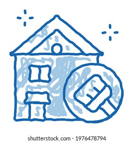 House Cleaning sketch icon vector. Hand drawn blue doodle line art House Cleaning sign. isolated symbol illustration