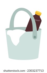 House cleaning supplies Bucket and disinfection. Vector illustration