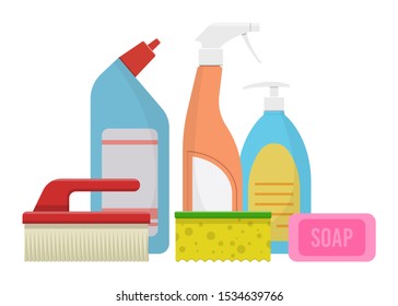 House cleaning supplies vector design illustration isolated on white background