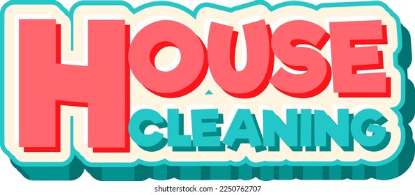 House Cleaning text for banner or poster design illustration