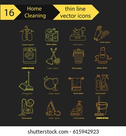 House cleaning thin line vector icon set. For cleaning companies, laundries and dry cleaners service.