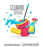 House cleaning tools. Draft outline hand-drawn. And washing service concept. Isolated on white background. Vector illustration.