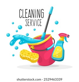 House cleaning tools. Draft outline hand-drawn. And washing service concept. Isolated on white background. Vector illustration.