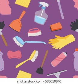 House cleaning tools seamless pattern background