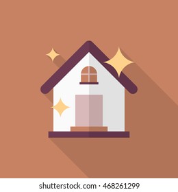 House Cleaning , Vector flat long shadow design.