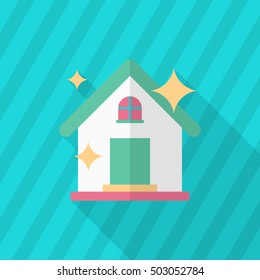 House Cleaning , Vector flat long shadow design.