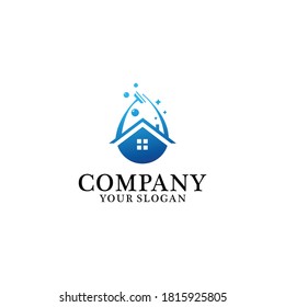 House Cleaning Vector Logo Design, Eco Friendly with shiny Home and circle Concept isolated on white Background