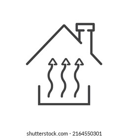 Sistema de control del climatizador de la casa, temperatura de cambio, aire acondicionado del hogar, refrigeración o calefacción, icono de línea vectorial