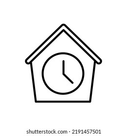 house with clock, alarm icon vector
