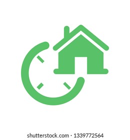 House and clock icon - vector