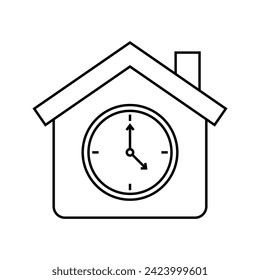 house and clock icon vector