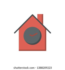 house clock icon vector flat style design