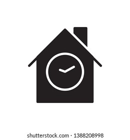 house clock icon vector glyph style