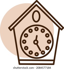 House clock, illustration, vector, on a white background.