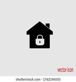 
house closed icon. The house is under protection. Vector lustration