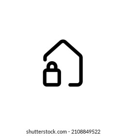 House with closed lock icon vector, filled flat sign, solid pictogram isolated on white. Home protection with locked padlock symbol, logo illustration
