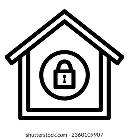 House with closed lock line icon, Black bookkeeping concept, Private security sign on white background, Home access is closed icon in outline style for mobile and web. Vector graphics