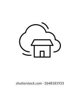 House In Cloud Concept Representing Cloud Based Smart Home Technology