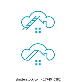 house cloud ladder line art