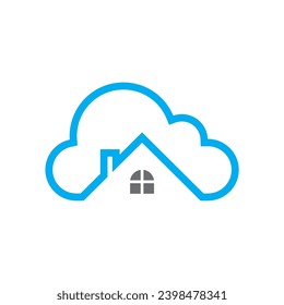 house cloud media vector logo