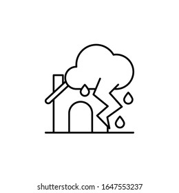 House, cloud, rain, lightning icon. Simple line, outline vector elements of natural disasters icons for ui and ux, website or mobile application