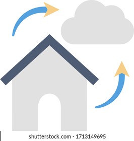 House and Cloud Vector Color Icon design, Connectivity to Cloud Computer Concept, Work from Home Symbol on white background, 