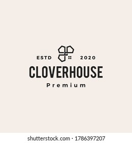 house clover hipster vintage logo vector icon illustration