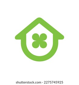 House with clover leaf logo icon design