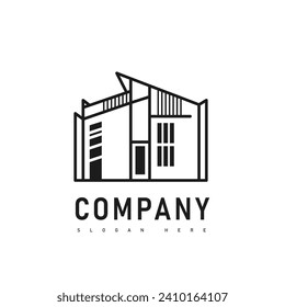 house cluster building logo, line art, minimalist logo, simple design, vector