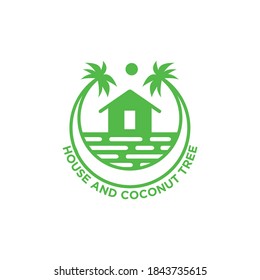 a house with coconut tree logo
