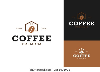 House with coffee bean logo design template vector illustration