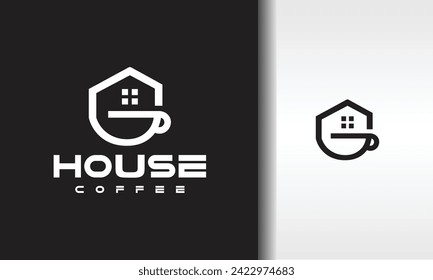 house coffee cup line logo