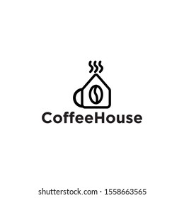 House Coffee Logo Template Design Vector, Emblem, Design Concept, Creative Symbol, Icon