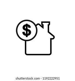 House with coin icon vector. Buying house icon in flat style. Save money for buying home EPS10