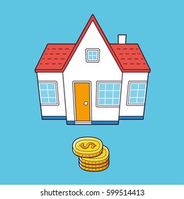 House and coins stack. Real estate investment or loans vector illustration.