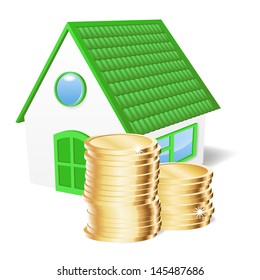 House with coins. Vector illustration