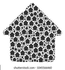 House collage combined in the combination of house elements. Vector iconized collage composed from simple pictograms.