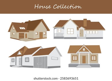 house collection in different style. Vector illustration.
