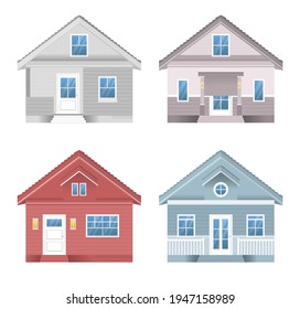 House collection. Modern suburban cottage. Townhouse building apartment. Hotel logo icon set. Townhouse neighborhood. Real estate. Home facade. Home residential houses. Vector illustration.
