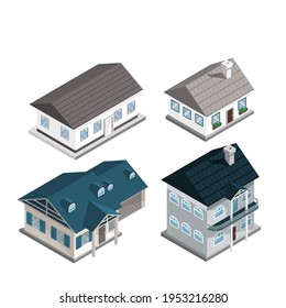 House collection. Modern suburban cottage. Townhouse building apartment. logo icon set. Townhouse neighborhood. Real estate. Home facade. Home residential houses. Vector illustration.