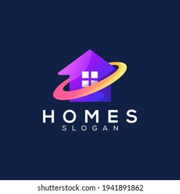 diseño del logotipo de gradiente de color de la casa