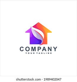 diseño del logotipo de gradiente de color de la casa