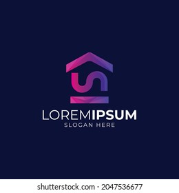 Diseño del logotipo del degradado de color de la casa Vector Premium