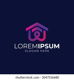 Diseño del logotipo del degradado de color de la casa Vector Premium