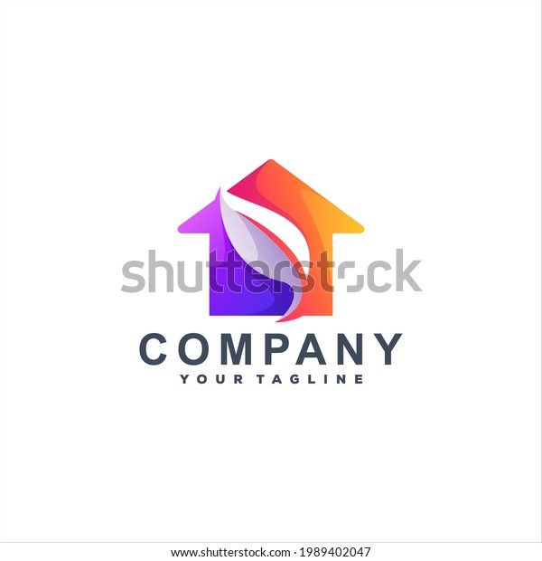 house color gradient logo\
design