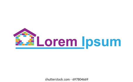 House of colored bricks with a heart in the middle
