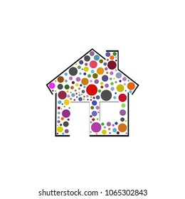 House of colored circles. On a white background.