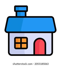 icono de la línea de color de la casa, iconos de Feliz Navidad y Feliz Año Nuevo para diseño web y móvil