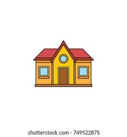 House Colorful Cartoon Residential icon. Vector illustration. Isolated object. Element for house design.