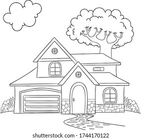 House coloring page, useful as coloring book for kids